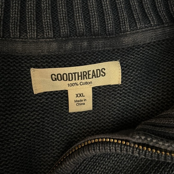 GoodThreads Heavyweight Zip Up Sweater with Standing Collar Washed Navy XXL NWT - Picture 7 of 10